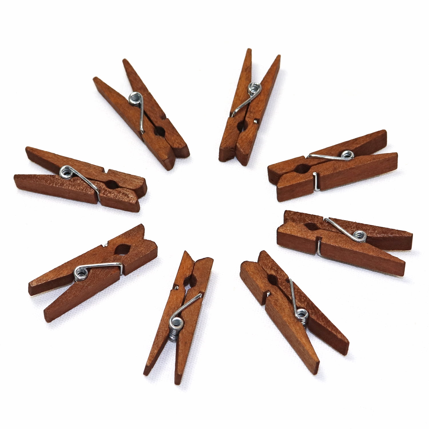 DurReus 50pcs Small Wooden Clothespins for Pictures with Jute Twine Miniature Clothes Pins for Crafts Decor Drying Clothing Peg Natural Wood Shirt Clips