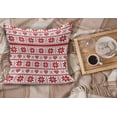 thumbnail image 2 of Christmas Fluffy Throw Pillow Cushion Cover, Scandinavian Tradition Fashion Nordic Borders Geometrical Pixel Retro Style, Decorative Square Accent Pillow Case, 36" x 36", Orange White, by Ambesonne, 2 of 5