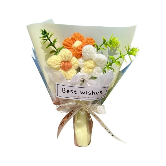 Crochet Flower Bouquet Handmade Crochet Flowers Gifts for Mothers Day Weddings Birthdays Valentine's Day Home Decor (B)