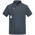 thumbnail image 2 of Men's Chef Coat Uniform Short Sleeve Cook Jacket Restaurant Kitchen Work Breathable Clothes Gray 3XL, 2 of 5