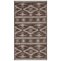 SAFAVIEH Courtyard April Geometric Indoor/Outdoor Area Rug, Brown/Ivory, 2' x 3'7"