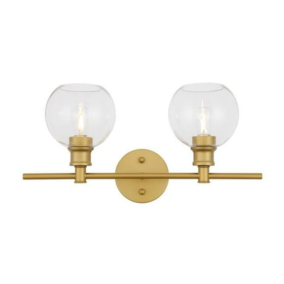 Collier 2 Light Brass & Clear Glass Wall Sconce
