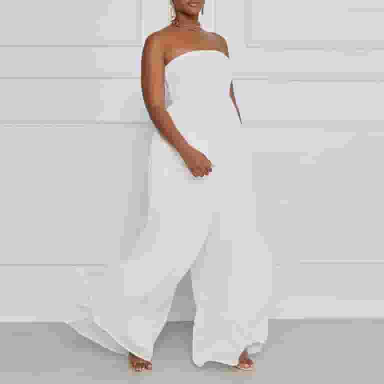 Clearance Promo, Women's Chiffon Jumpsuit, High-Waist Pleated