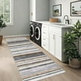 thumbnail image 2 of GlowSol 2'x6' Runner Rug Modern Striped Hallway Kitchen Runner Rugs Non-Slip Low Pile Bedroom Rug for Laundry Room, Gray/Brown, 2 of 8