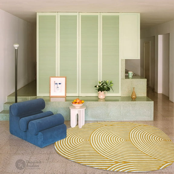 Tufted carpet 5x7, Oval rugs, Mustard Yellow Carpet, for Bed, Living room.