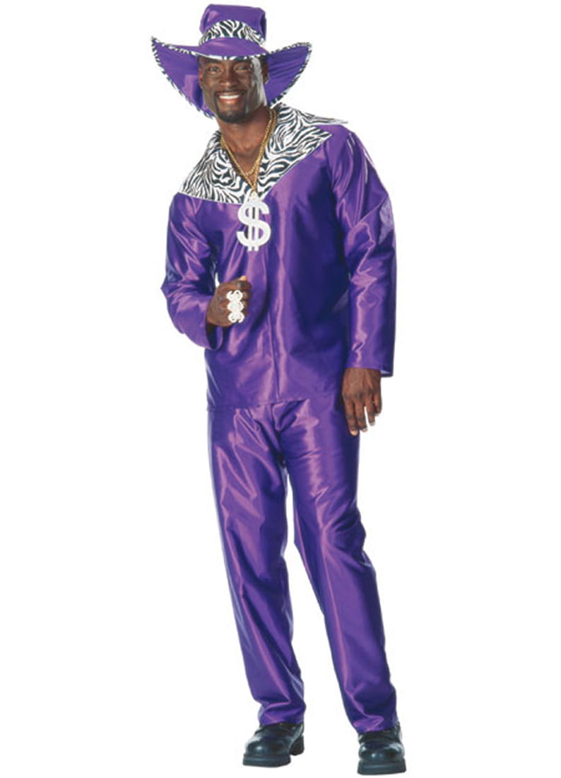 Mens Pimp Fancy Dress Costume Hat 1970s Retro Big Daddy Rapper Gangster Outfit