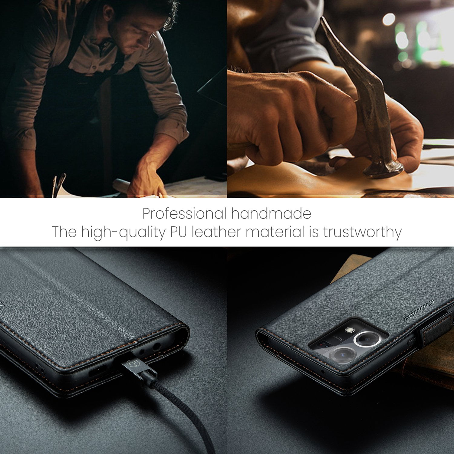 ETFAST Leather Phone Case Wallet With Card Holder Zipper For OPPO Reno 8 4G High Quality Leather Phone Case