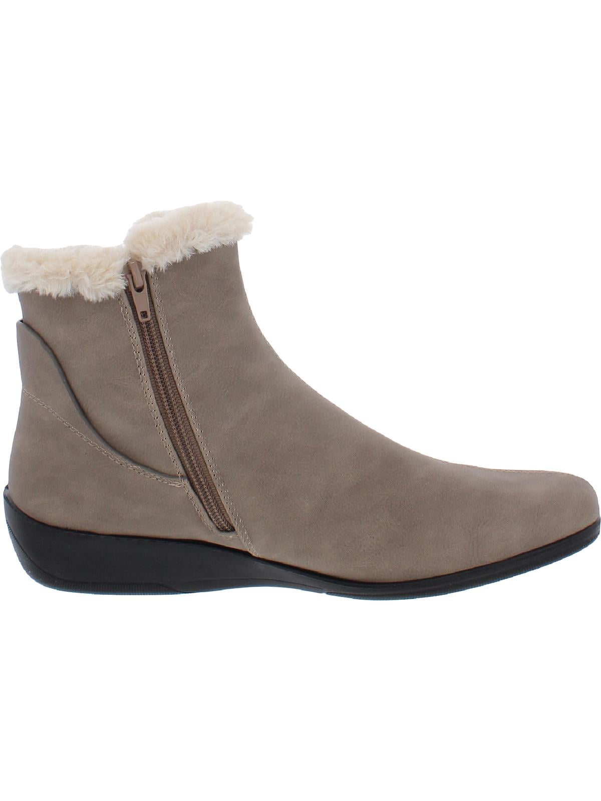 LifeStride Womens Izzy Cozy Faux Leather Faux Fur Ankle Boots