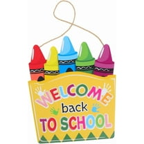 Colorful Back to School Wooden Door Sign Cute Crayon Decorative Hangs for Classroom Welcome Decoration for Teachers and Students