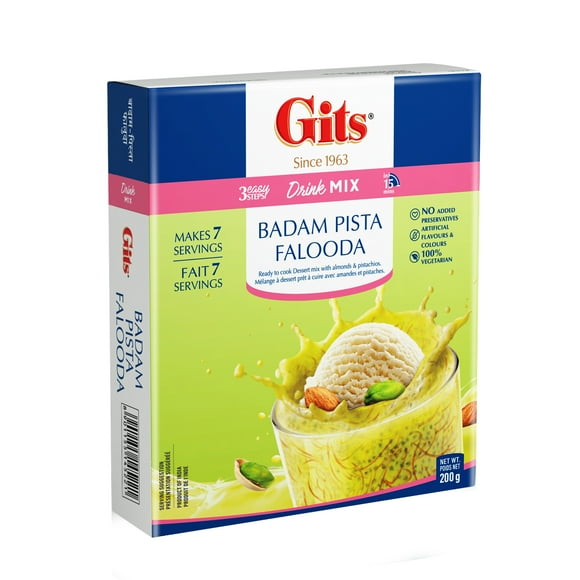 Gits Badam et Pista Falooda 200g Les amateurs de desserts indiens authentiques recherchent une friandise rapide et rafraîchissante qui est facile à préparer.