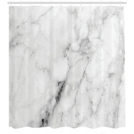 Shower Curtain With Stripes Marble Shower Curtain, Marble Surface Pattern with Cracked Lines and Hazy Stripes Artistic Display, Fabric Bathroom Set with Hooks, Grey Dust White, by Ambesonne ()