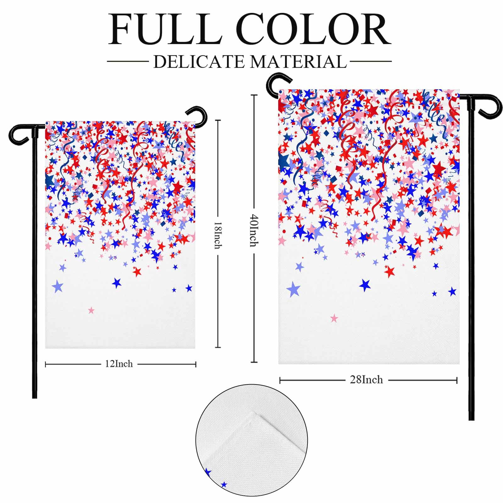 4th of July Garden Flags Patriotic Stars Ribbon Garden Flag Double Sided Welcome Flag Red White Blue Independence Day Yard Flags for Outdoor Lawn Porch Memorial Day Seasonal Holiday Decor 28x40 Inch