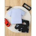 thumbnail image 4 of Boys Summer Clothes Trendy Trucks Print T-shirt Elastic Shorts 2Pcs Casual Outfits Gray, 4 of 9