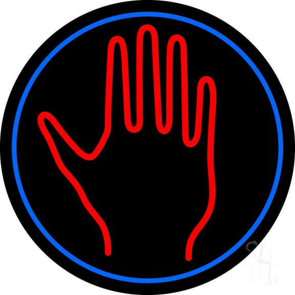 Red Palm With Blue Circle LED Neon Sign 26" Tall x 26" Wide - inches Black Square Cut Acrylic Backing, with Dimmer - Bright and Premium built indoor LED Neon Sign for Storefront.