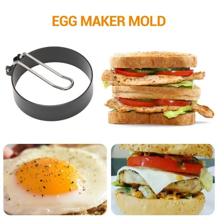 

Non Stick Shaper Mold Pack of 6 Fried Egg Mould Stainless Steel Egg Ring Pancake Mould Round Omelette Shape with Handle for Eggs Cooking
