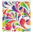 thumbnail image 3 of Colorful Shower Curtain, Abstract Arc-drop Shapes Energetic Composition with Vibrant Colors Curvy Splatters, Fabric Bathroom Set with Hooks, 69W X 70L Inches, Multicolor, by Ambesonne, 3 of 3