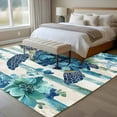 thumbnail image 5 of Teal Blue Turtle Coastal Large Area Rugs for Bedroom Living Room, Soft Non Slip Carpet Bedside Rug, Vintage Stripe Botanical Beach Rectangle Floor Cover Kitchen Accent Rug 6'x9' for Office, 5 of 9