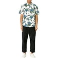 thumbnail image 2 of Unique Bargains Men's Summer Button Floral Cotton Short Sleeve Hawaiian Shirt 38 White Coconut, 2 of 6