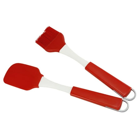 

TOPOINT 2Pcs Heat Resistant Silicone Spatula Set - Non-Stick Rubber Spatula Kitchen Utensils For Cooking Baking And Mixing - Ergonomic Non-Stick Batter Mixer Brush Bbq Kitchen Tool
