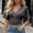 Black, variant on Women's Tops Short-Sleeve Striped V-Neck Crossover Cinched-Waist Cropped Casual Top Yellow Size 2XL
