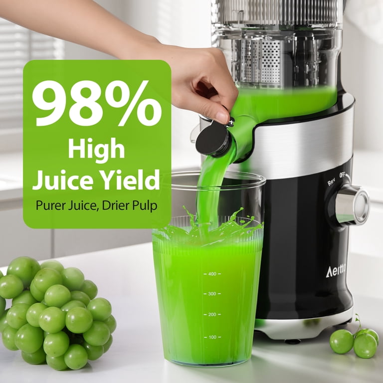 Aeitto Cold Press Juicer With 4.9" Wide Chute | Whole Fruit & Vegetable Juicer | High Yield & Easy Clean | Grey 2 thumbnail image
