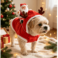thumbnail image 4 of Dog Christmas Santa Riding Costume, Cute Holiday Party Cosplay Clothes for Puppy Cat, 4 of 5