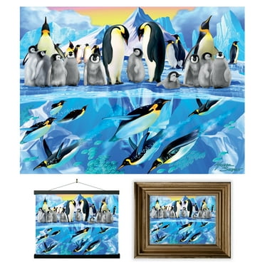 3D LiveLife Lenticular Wall Art – Penguin Plunge from Deluxebase Unframed 3D Winter Poster Decor