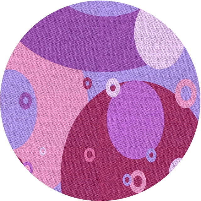 Ahgly Tapis Rond Lavable en Machine Intérieur Transitionnel Violet Violet, 6 Pieds Rond