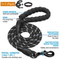 thumbnail image 4 of Conjunto de collar reflectante para perro (negro, collar de 28*38 cm), relleno de goma suave, transpirable y ajustable, collar de nailon para perro, adecuado para perros pequeños y medianos, conjunto, 4 of 5