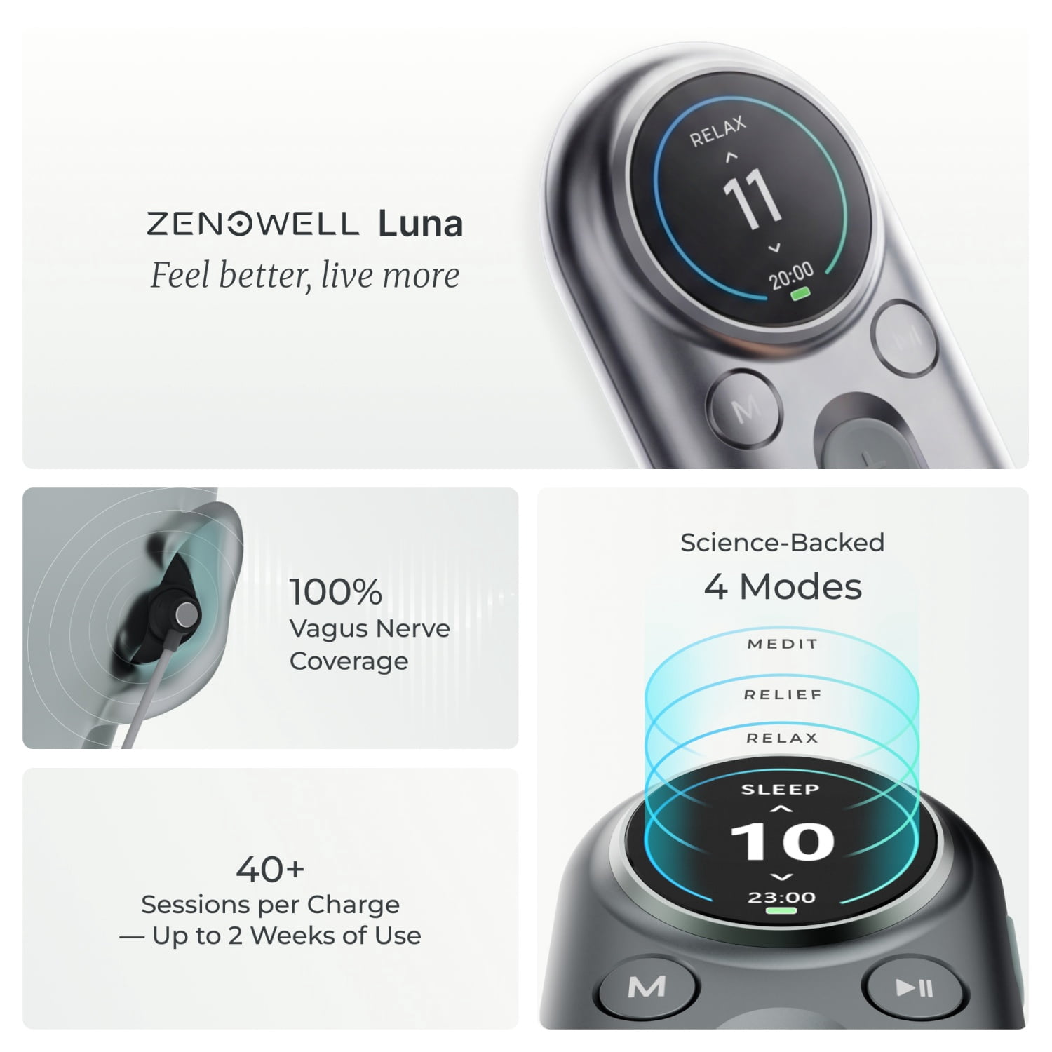 ZenoWell Luna Non-Invasive Vagus Nerve Stimulator - Migraine
