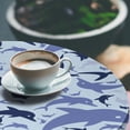 thumbnail image 3 of Ambesonne Ocean Life Fitted Round Tablecloth, Aquamarine Dolphin Print, 56"- 60" Diameter, Soft Blue Blue Violet, 3 of 5