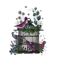 thumbnail image 2 of Fab Funky 15x18 Black Ornate Wood Framed with Double Matting Museum Art Print Titled - Flower Birdcage 2, 2 of 4