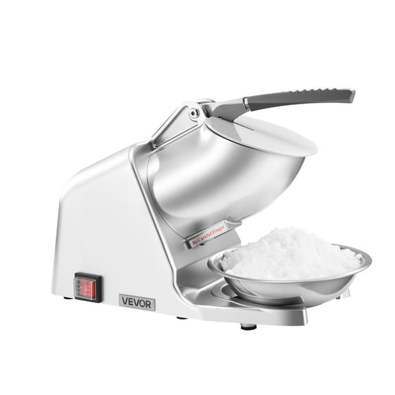 VEVOR Ice Crusher Machine, 286lbs Per Hour Electric 4 Blades Snow Cone Maker, Stainless Steel Shaved Ice Machine with Bowl and Cover, 300W 2000RPM Ice-Shaver for Home and Commercial Use, Silver