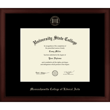 Massachusetts College of Liberal Arts Diploma Frame, Document Size 11" x 8.5"