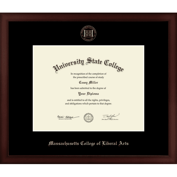 Massachusetts College of Liberal Arts Diploma Frame, Document Size 11" x 8.5"