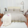 thumbnail image 3 of PiccoCasa Washed Cotton Duvet Cover Set of 3 with 2 Pillowcases, King Tan, 3 of 6