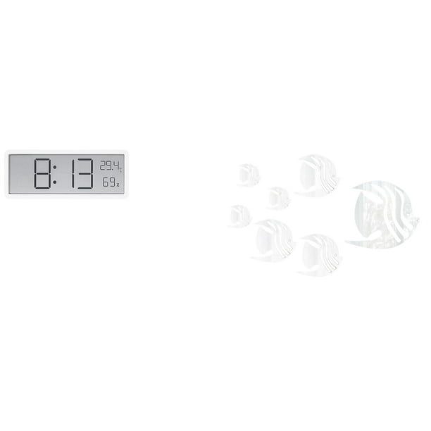 Reloj De Pared Digital, Reloj De Escritorio Multiusos, Pantalla Grande, Indicador De Temperatura Y Humedad, Espejo Acrílico, Pegatinas De Pared, Calcomanías De Peces, Decoración Artística