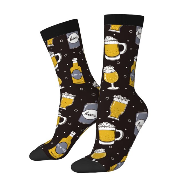 Fotbe Beer In A Bottle Calcetas Largas con Estampado para Hombre y Mujer – Calcetas de Compresión Transpirables y Elásticas, Viajar y Uso Diario Talla 5-11