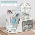 thumbnail image 2 of Desk Organizer with 2 Drawer, Rotating Pen Holder for Desk, Desk Organizers and Accessories with 6 Slots Pen Organizer + 2 Drawer for Office Home Art Supplies, 2 of 7
