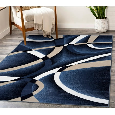 Persian Area Rugs Navy Modern Abstract Area Rug 4x5