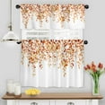 thumbnail image 2 of Alishomtll Fall  Kitchen Curtains and Valances Sets Orange Floral Print Kitchen Curtains 3 Piece Set 36 Inches Long,Rod Pocket, 2 of 9