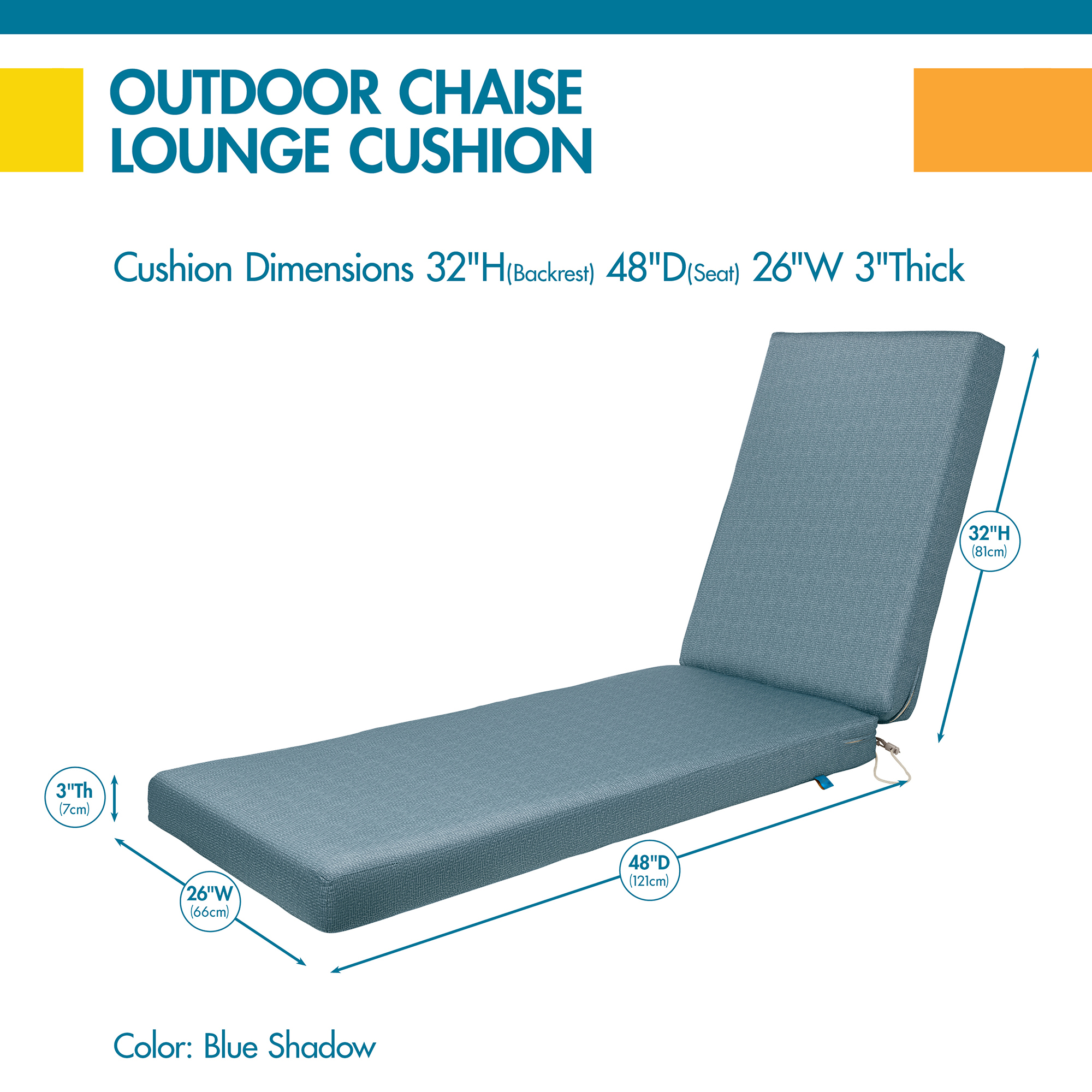 DUCKCOVERS® Weekend All-Weather Outdoor Chaise Cushion