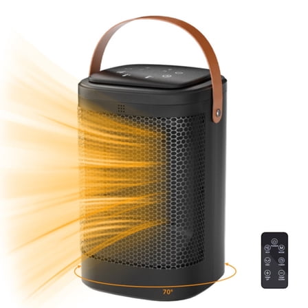 BN-LINK Oscillating Space Heater with Remote, 1500W Portable Electric Heater with Thermostat & Timer, Indoor Small Heater with Heating and Fan Modes for Bedroom, Office and Indoor