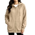 thumbnail image 2 of ClodeEU Women's Long Sleeve Zip Up Drawstring Hoodie Jacket,Casual Loose Sweatshirt Coat with Pocket ,Women's Plus XXL, 2 of 5