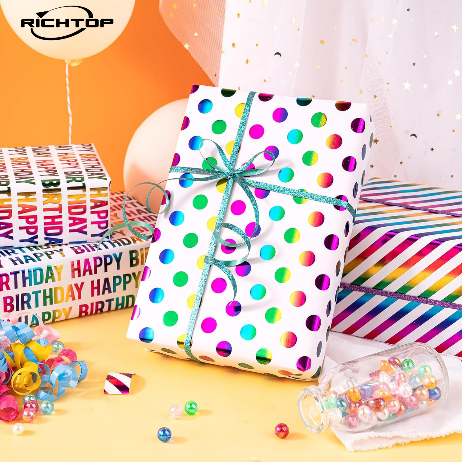 RICHTOP Birthday Wrapping Paper - 3 Rolls 17in x 120in photo 6