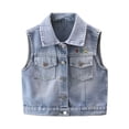thumbnail image 6 of DJDLJWCJ Boys Denim Vest Tops Collared Sleeveless Button Down Jean Waistcoat with Pockets Fall Denim Outerwear Blue Size 9, 6 of 9