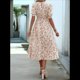 thumbnail image 5 of Vestidos Florales de para Mujer, Estilo Bohemio, Informal, de Verano, con Mangas Abullonadas, Estilo Occidental Albaricoque L, 5 of 7