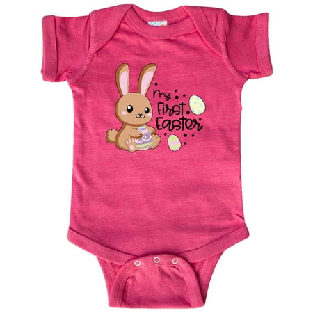 

Inktastic My 1st Easter with Brown Bunny and Easter Eggs Gift Baby Boy or Baby Girl Bodysuit