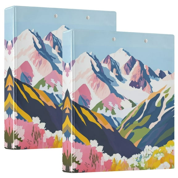 FORMRS 3 Ring Binder 1.5 inch with Pockets Set of 2 Clip Board 200 Sheets Capacity, Abstract Mountain