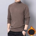 thumbnail image 4 of Camisetas de otoño e invierno para hombre, camisetas térmicas de manga larga, camisas de color sólido con base de polar fino, camisetas de cuello alto medio, 4 of 4